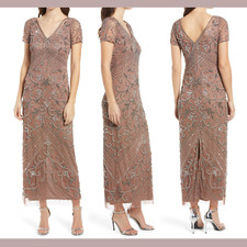 NEW 238 Pisarro Nights 4 Beaded Longline Gown in Mauve S193