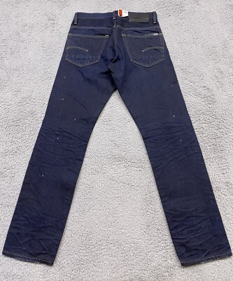 G Star Raw Jeans Mens 29x32 Blue Denim 3301 Straight Fit Distressed Whiskers