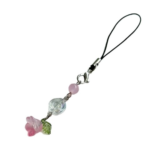 Beaded Keychain Flower and Butterfly Charm Phone Charm Jewelry for Everyday Use - Zdjęcie 4 z 12