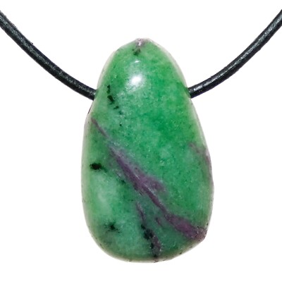 Ruby Zoisite - Drumstone Drops Pendants - Real Stone Jewelry - PowerStones