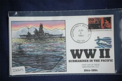 1944 World War 2 Submarines in the Pacific FDC Handpainted Collins