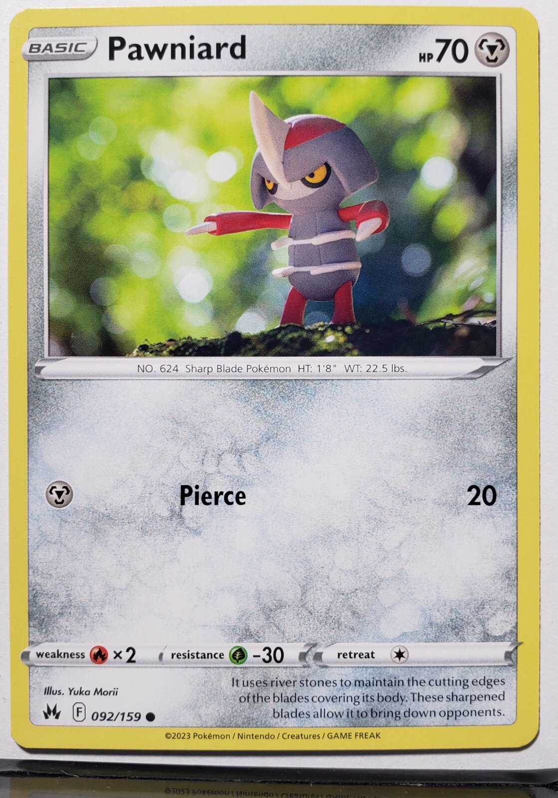 Pawniard 92/159 NM / M - B2G1F - Yuka Morii Clay Art - Crown Zenith Pokemon Card