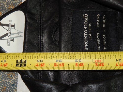 Pronto Uomo Leather Jacket Men's Large Black Lambskin Button/ Zip Coat - NEW - Picture 12 of 19