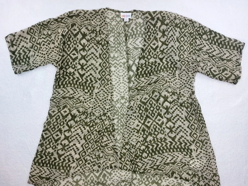 LULAROE Cardigan Top Girls Juniors Size 3 Sheer Short Sleeve Geometric Pattern - Image 3 of 4