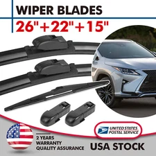 New Genuine Bracketless Wiper Blades OEM Replacement 26"/22"/15" All Season