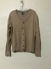 Tommy Hilfiger Size M Pima Cotton Cashmere Tan Cardigan Sweater Women