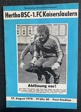 Bl 78/79 Hertha Bsc - 1. Fc Kaiserslautern, 17.08.1978 - Uwe Kliemann + Beer