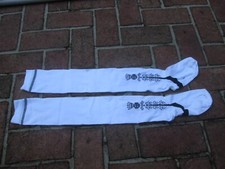 CROWN COLONIAL REV WAR 18-19TH C STOCKING CLOCKED WHITE BLACK COTTON TOPIARY NEW