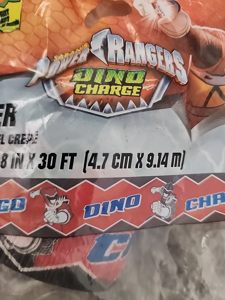 Transmisor de papel crepé Power Rangers Dino Charge 30 pies fiesta de cumpleaños Foto 2 de 4