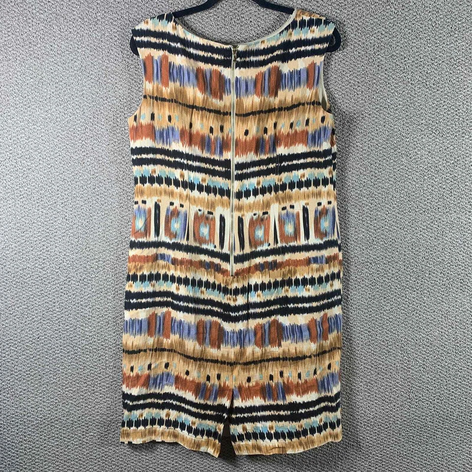 Tahari Dress Womens 10 Line Blend Tie Dye Sleeveless Lined Boho Aztec Office - Image 4 of 4