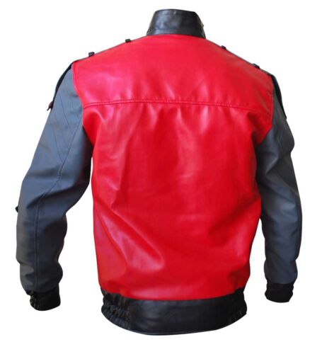 Mens Marty Future Mcfly Faux Leather Jacket Costume Outwear Halloween - Picture 3 of 4