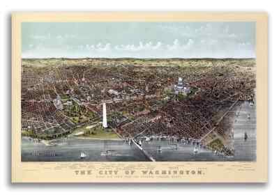1892 Washington DC Vintage Old Panoramic City Map -  Poster