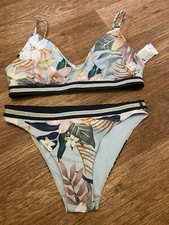 Blue Floral H&M Bikini Set Top 40, Bottoms 36