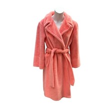 Vintage Sears At Home Fuzzy Plush Robe Peach Retro 60s 70s Pockets