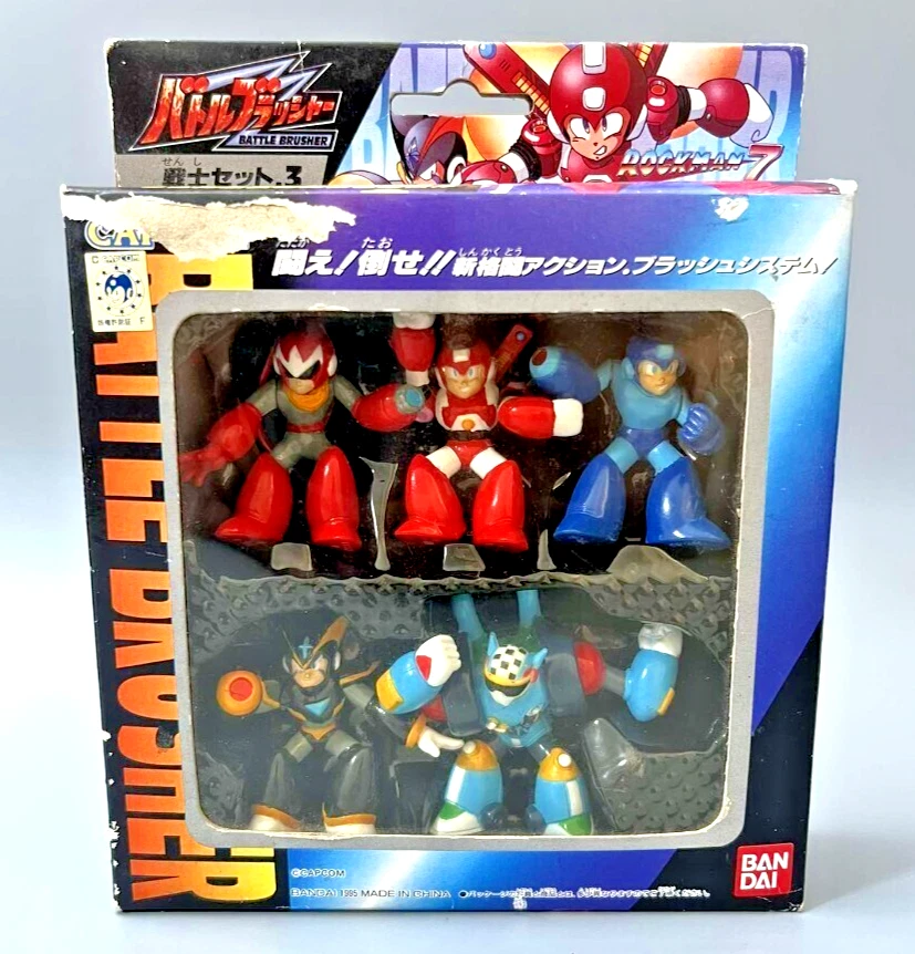 Bandai 1995 Capcom Rockman 7 Battle Brusher Set 5 Mini Figure Mega