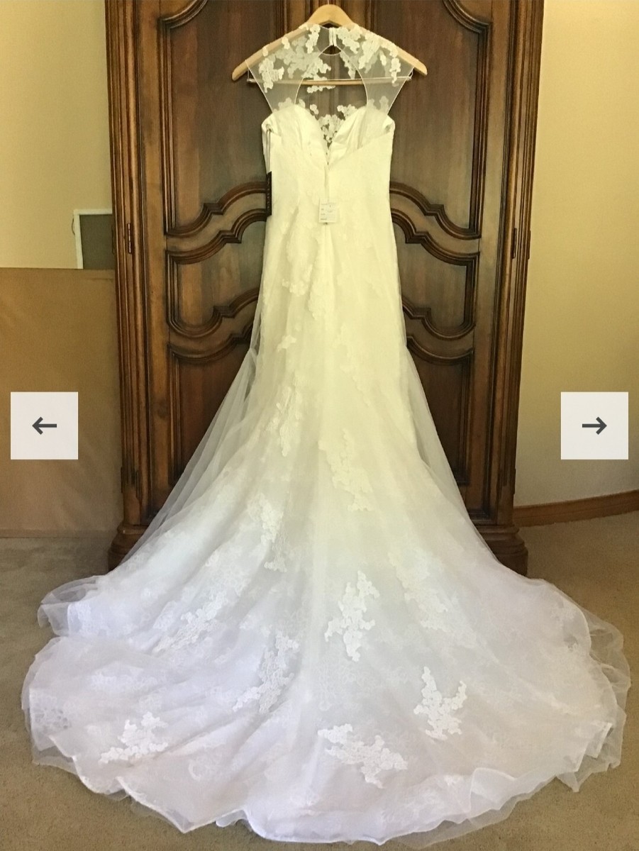 White by Vera Wang Appliqued Chantilly Lace Wedding Dress Size 4 | eBay