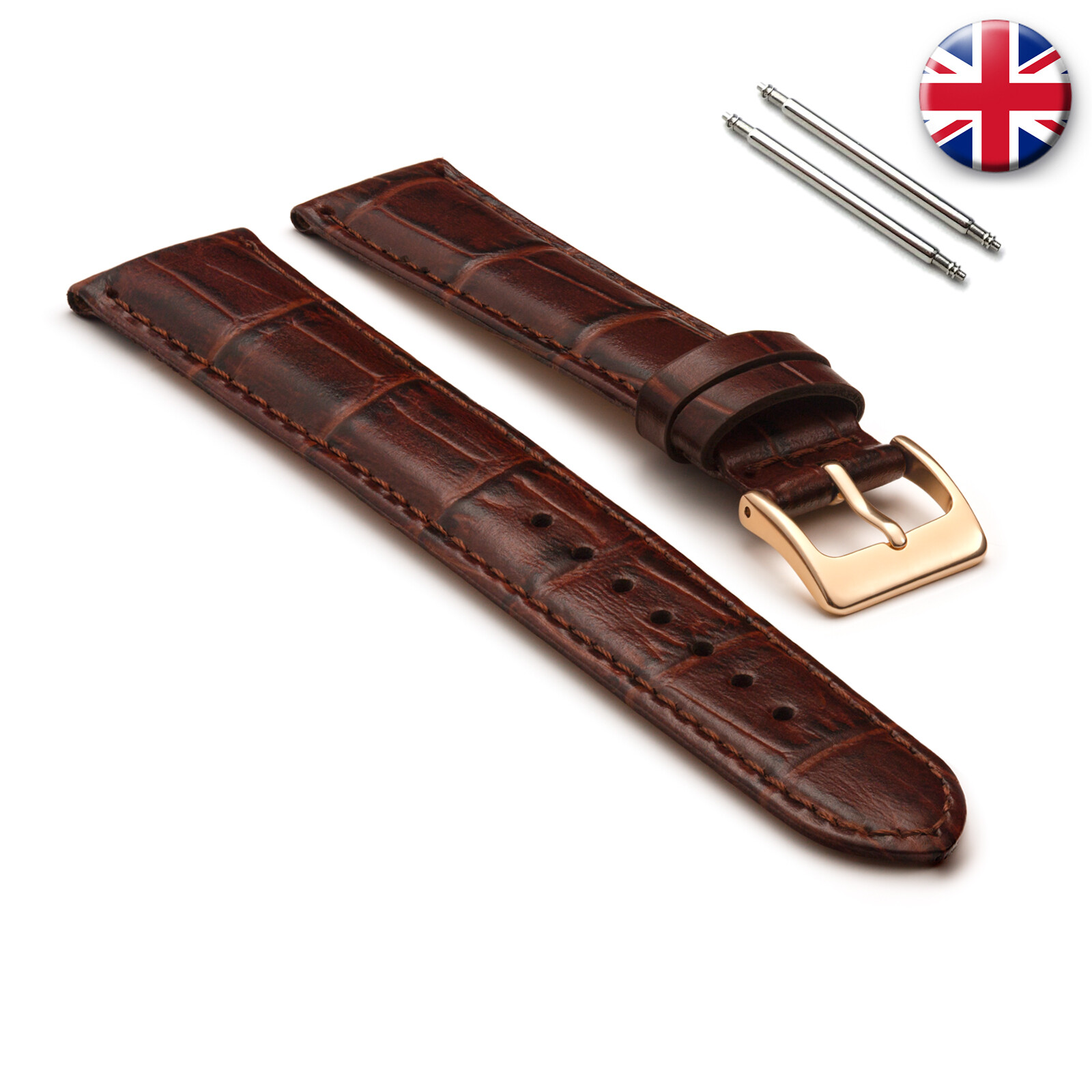 Men's Genuine Shiny Croco Padded Leather Watch Straps eBay