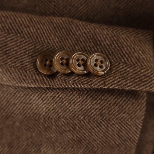 Tweed Jacket M Brown Herringbone Check 100% Wool Cashmere Flannel Blazer 40R - Picture 4 of 19