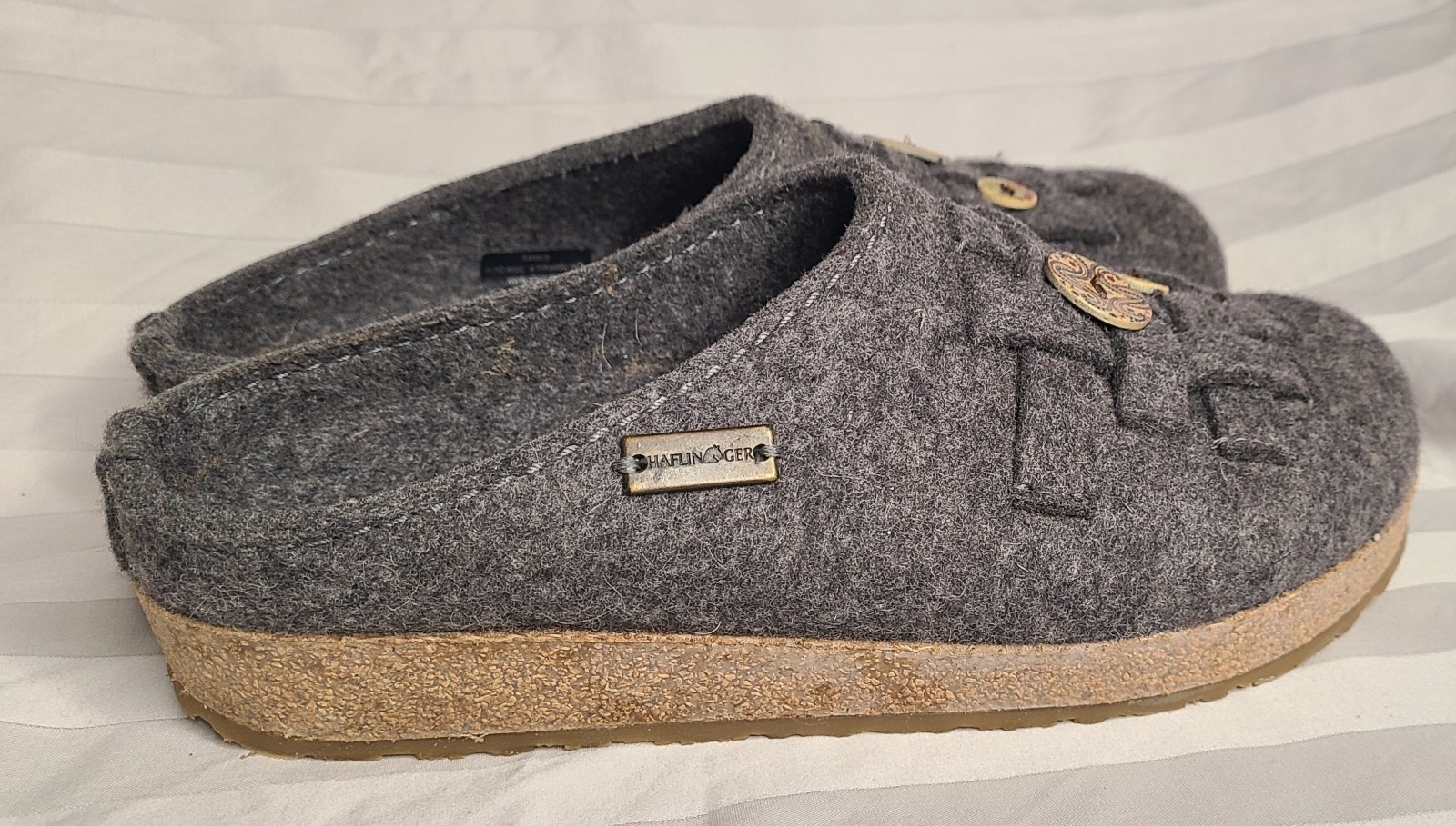 Heflinger Gray Wool Clogs Button Detail Size 38/7… - image 7