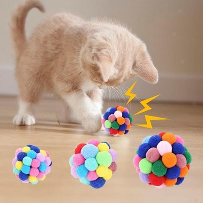 Handgemachte Lustige Katze Kätzchen Ballspielzeug Pet Bite Chaser S / M / L