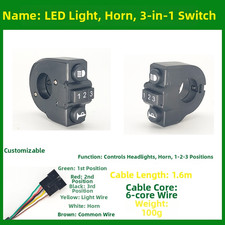 Interrupteur 3 en 1 pour phare pour klaxon clignotant vélo électrique accélé