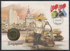 Singapour 1988 Mi. 527-528 Enveloppe 100% enveloppe avec monnaie Ville de Singap