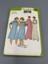 Vintage Simplicity 8198 Nightgown Robe Pattern Misses 18-20 Partially Cut
