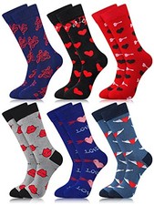 6 Pairs Valentine s Day Socks for Men Heart Socks Novelty Fun Cotton Crew