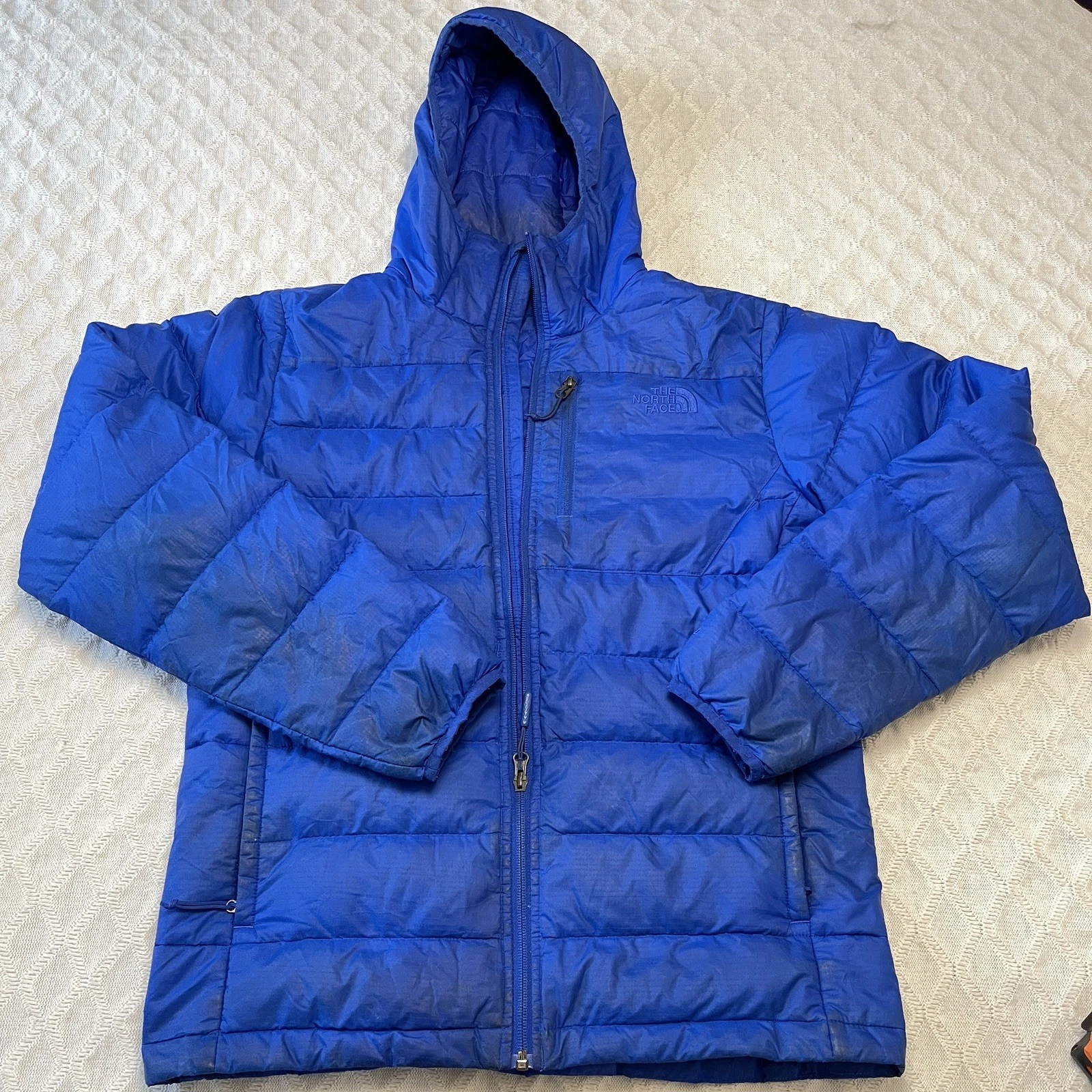 Mens The North Face 550 Down Jacket Puffer Blue Nylon Size S