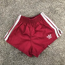Vintage Adidas Shorts Youth Small Red 3 Stripe Running Trefoil Elastic Waist