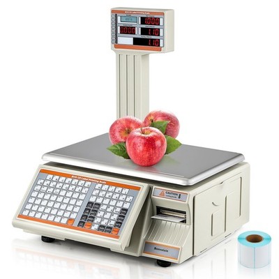 Commercial Digital Food Price Computing Scale 66lbs with Dual Label Printer Fast