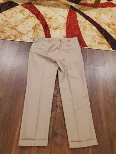 Brooks Brothers 346 Madison Fit beige Pleated Dress Pants 38x32 cuffed - Picture 3 of 4