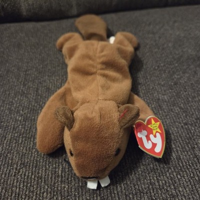 Ty Bucky Beanie Baby Beaver Beanbag Plush 1995 PVC RARE WITH MULTIPLE ERRORS
