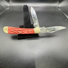 Vintage Whitetail Cutlery Pocket Knife 2 Blade Made In Germany Red Handle