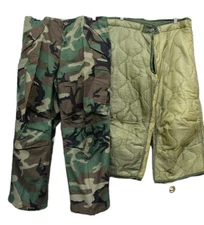 US M65 Woodland Camo Field Pants W/ LINER Cold Weather Trousers Medium Short NOS