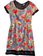 Cath Kidston Floral Tea Dress UK 12 Grey Blue Cotton Pockets Cottagecore