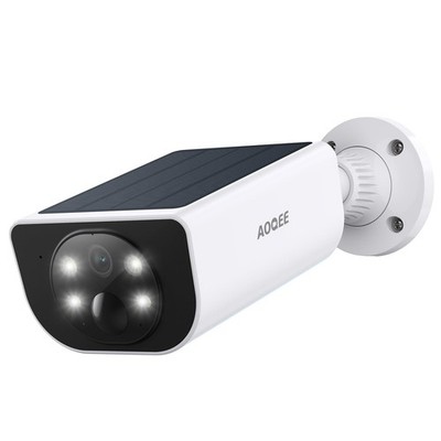 AOQEE Überwachungskamera Outdoor Wireless Solar - 2K CCTV Systeme, weiß 