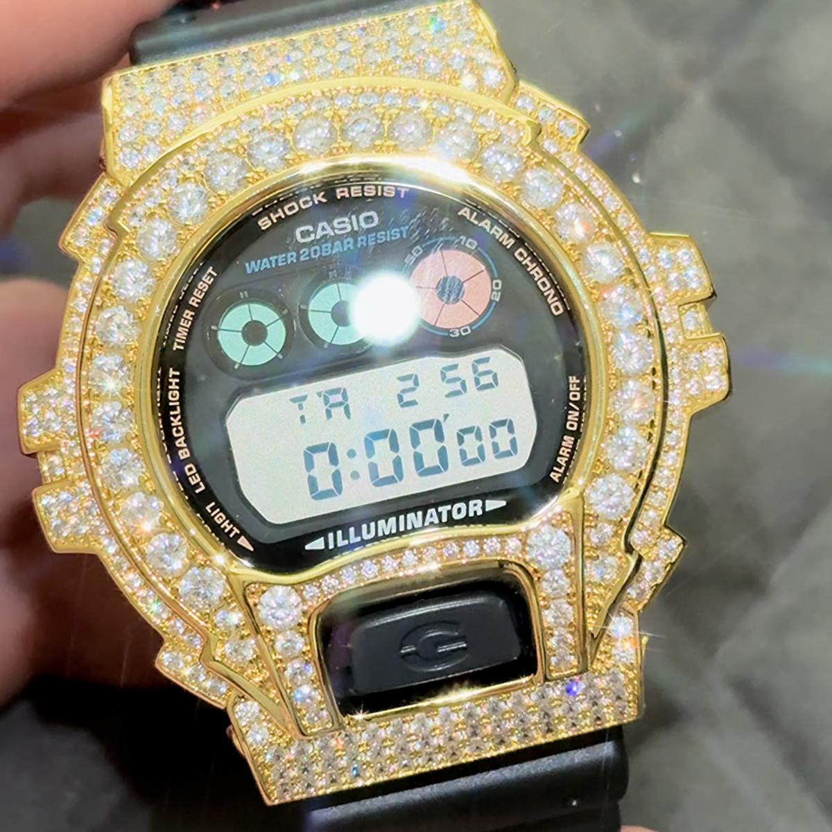 Authentic Gold 13.5 CTW Casio G-Shock DW6900 Iced Out Watch | eBay