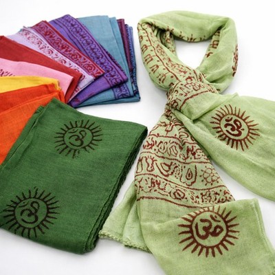Schal Benares Mantra Tuch Ram Nam-Lunghi 130x60 cm  Indien Goa Hippie Halstuch S