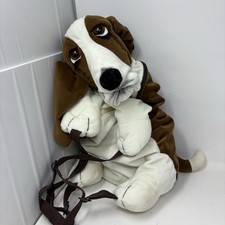 Vintage Hush Puppies Basset Hound Plush Backpack Adjustable Straps Sad Eye Dog