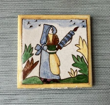 Antique AETCO American Faience European Style Art Tile, Spinner