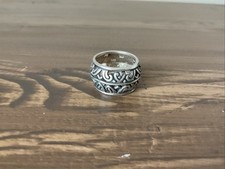Sterling Silver .925 Stamped Ornate Scrollwork Wide Band Ring Size 6