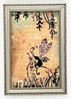 PRESSED FLOWER SILHOUETTE FAIRY SITTING ON GRASS BLADE 6.25" X 4.25" UNMARKED
