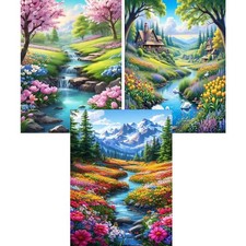 3 Packs Flowers Diamond Art Kits for Adults,5D Diamond Painting Kits for Begi...