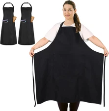 2 Pcs plus Size Chef Apron, Unisex Professional Apron with 2 Pockets for Cooking