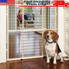 Wire Mesh Dog Gate 29.5-48" Wide. Pressure Mount Expandable Durable Hardwood New