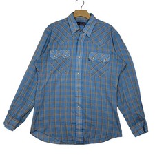 Vintage Levi Strauss Blue Plaid Lightweight Pearl Snap Button Up Medium