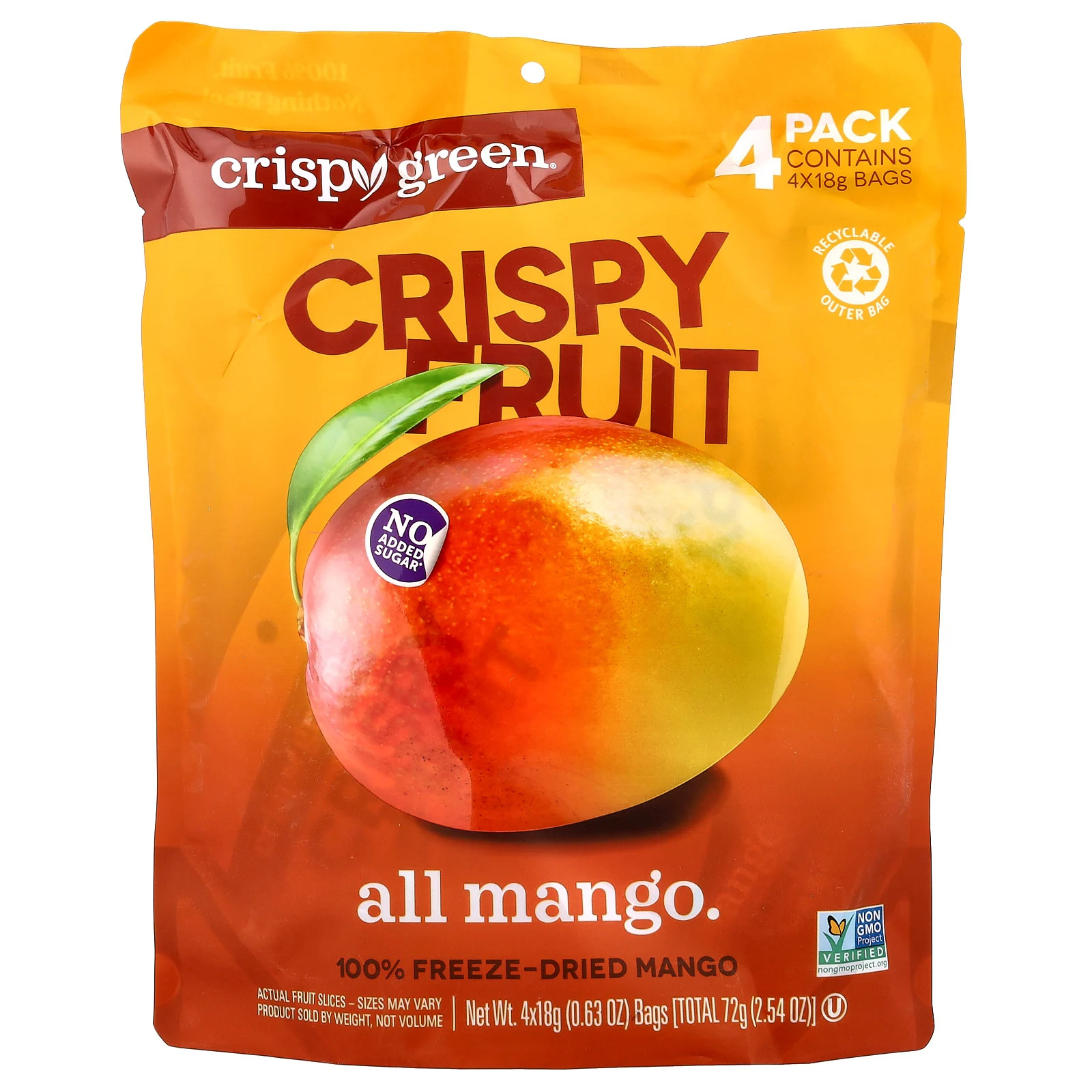 Хрустящие фрукты Все манго 4 упаковки по 063 унции 18 г каждая 2990₽