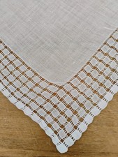Vgt White Drawn Cotton Embroidery Hankie Handkerchief