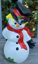 Vintage Byron Molds Ceramic Snowman Handpainted Signed 